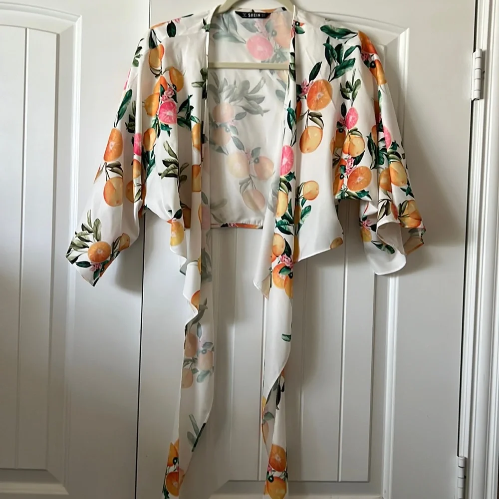 Tie-front Fruit Pattern Top - Picture 1 of 1